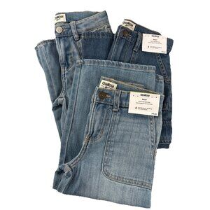 Oshkosh Loose & Baggy Girls Size 4/4A Snap & Adjust Blue Jeans Lot of 3